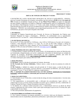 Estado de Santa Catarina PROCESSO N&ordm; 19/2014 EDITAL DE