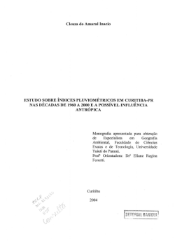 ESTUDO SOBRE iNDICES PLUVIOMETRICOS EM CURITIBA