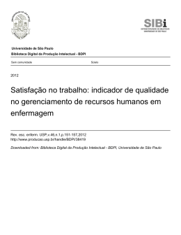 Satisfa&ccedil;&atilde;o no trabalho - BDPI USP - Biblioteca Digital da Produ&ccedil;&atilde;o