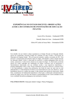 experi&ecirc;ncias no est&aacute;gio docente: observa&ccedil;&otilde;es acerca do cotidiano