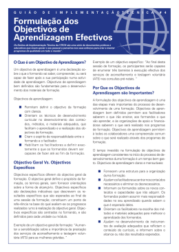 Formula&ccedil;&atilde;o dos Objectivos de Aprendizagem Efectivos  - I-Tech