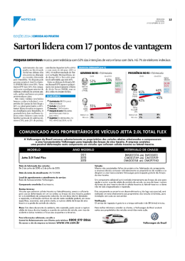 Sartori lidera com 17 pontos de Vantagem