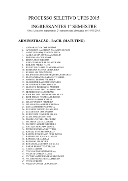 processo seletivo ufes 2015 ingressantes 1º semestre