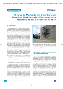 O curso de Mestrado em Engenharia de M&aacute;quinas Mar&iacute;timas da
