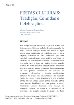 FESTAS CULTURAIS: Tradição, Comidas e Celebrações.