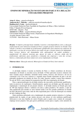 ensino de minera&ccedil;&atilde;o no estado do par&aacute; e sua rela&ccedil;&atilde;o