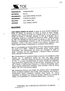 PROCESSO NO: TCE/009346/2002 - Portal do Tribunal de Contas