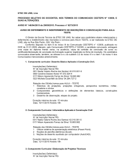 ETEC DE LINS, Lins PROCESSO SELETIVO DE DOCENTES, NOS
