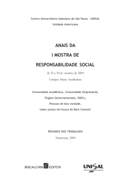 Fa&ccedil;a dos Anais da I Mostra de Responsabilidade