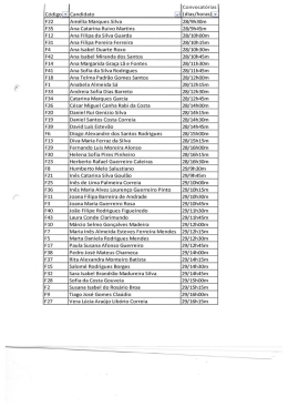 Datas e horário de realização das entrevistas de
