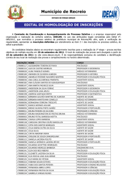 EDITAL DE HOMOLOGA&Ccedil;&Atilde;O DE INSCRI&Ccedil;&Otilde;ES