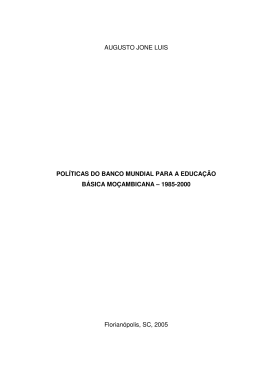AUGUSTO JONE LUIS POL&Iacute;TICAS DO BANCO MUNDIAL PARA A