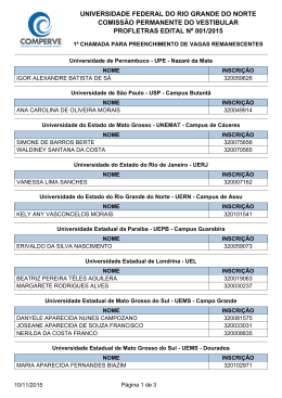 (Divulga&ccedil;&atilde;o em 10/11/2015). - Comperve