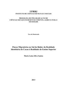 Fluxos Migratórios no Sul da Bahia: da Realidade Identitária do