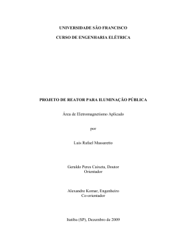 Projeto de Reator para iluminac&atilde;o p&uacute;blica