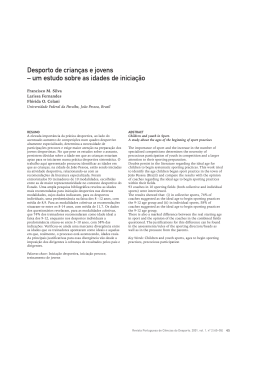 Desporto de crian&ccedil;as e jovens &ndash; um estudo sobre as idades de