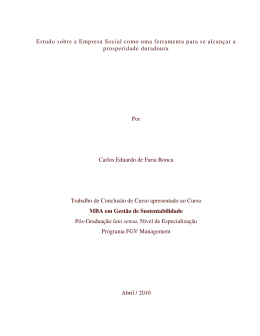 Estudo sobre a Empresa Social como uma ferramenta para se