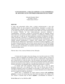 &ldquo;O INCONSCIENTE, A CRIA&Ccedil;&Atilde;O ART&Iacute;STICA E UMA EXPERI&Ecirc;NCIA