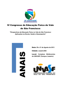 IV Congresso de Educa&ccedil;&atilde;o F&iacute;sica do Vale do - Cefivasf
