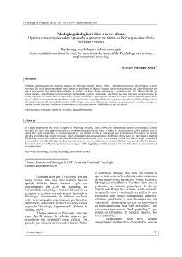 Psicologia, psicologias - Universidade Federal de Juiz de Fora