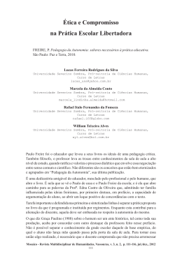 &Eacute;tica e Compromisso na Pr&aacute;tica Escolar Libertadora