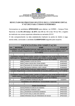 Resultado final - Seletivos IFTO