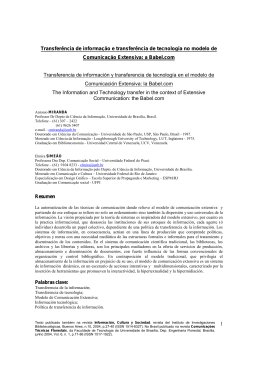 1 Transfer&ecirc;ncia de informa&ccedil;&atilde;o e transfer&ecirc;ncia de
