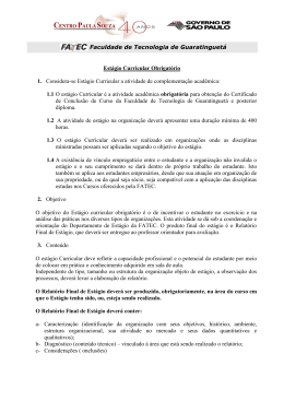 Faculdade de Tecnologia de Guaratinguet&aacute; Est&aacute;gio Curricular