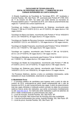 FACULDADE DE TECNOLOGIA IBTA EDITAL DE PROCESSO
