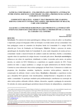 sa&uacute;de da comunidade ii &ndash; uma disciplina que promove a intera&ccedil;&atilde;o