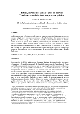 Estado, movimentos sociais e crise na Bol&iacute;via