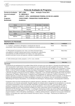 Ficha de Avalia&ccedil;&atilde;o do Programa