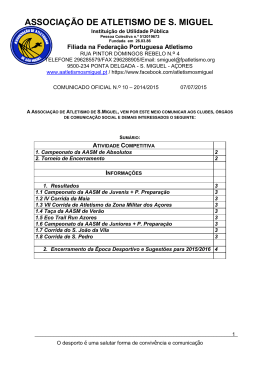 Comunicado N.&ordm;10 - Associa&ccedil;&atilde;o de Atletismo de S.Miguel