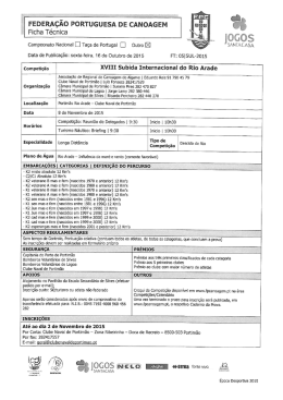 Ficha T&eacute;cnica - Federa&ccedil;&atilde;o Portuguesa de Canoagem