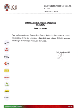 calendário das provas de futsal