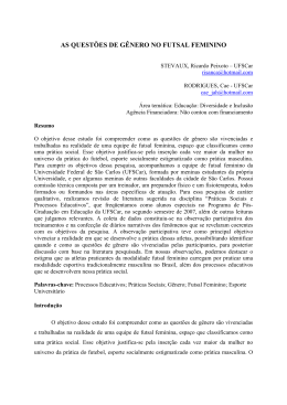 AS QUEST&Otilde;ES DE G&Ecirc;NERO NO FUTSAL FEMININO