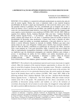 a representa&ccedil;&atilde;o do g&ecirc;nero feminino em livros did&aacute;ticos
