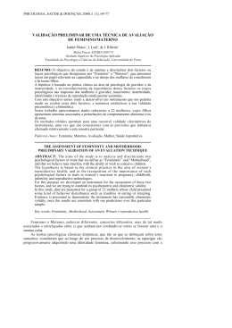 valida&ccedil;&atilde;o preliminar de uma t&eacute;cnica de avalia&ccedil;&atilde;o de feminino