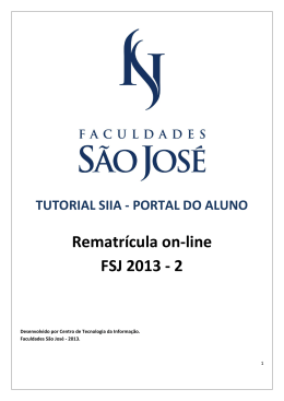 PORTAL DO ALUNO Rematrícula on-line FSJ 2013