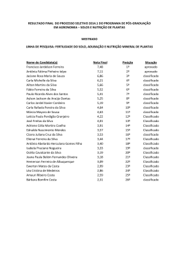 Resultado Final (Mestrado) - Solos e Nutri&ccedil;&atilde;o de Plantas / UFC
