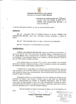concede titulo de cidadão ilheense a jorge luiz