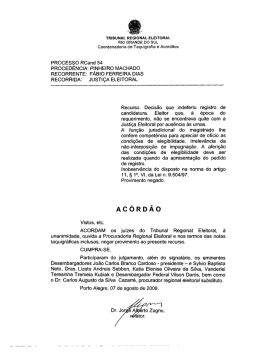 processo RCand 54 - Tribunal Regional Eleitoral do Rio Grande do