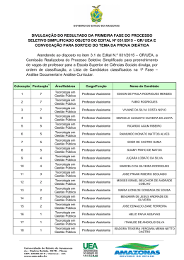 Resultado 1&ordf; FASE EDITAL 031 2015