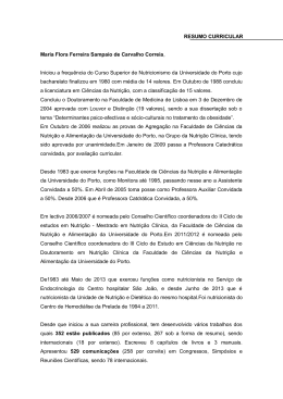 RESUMO CURRICULAR Maria Flora Ferreira Sampaio de Carvalho