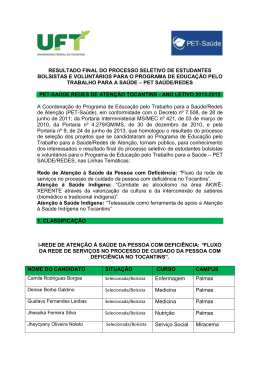 RESULTADO FINAL DO PROCESSO SELETIVO DE ESTUDANTES