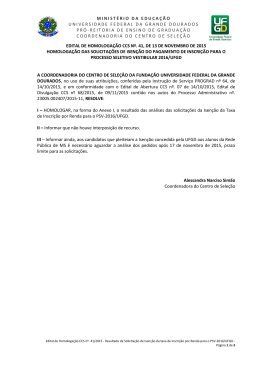 Edital de Homologa&ccedil;&atilde;o CCS 41/2015 - Centro de Sele&ccedil;&atilde;o