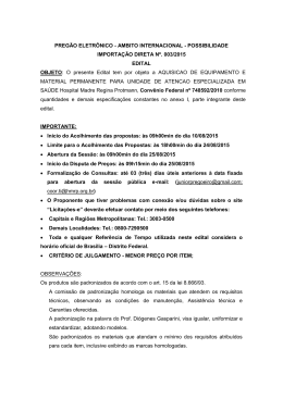 POSSIBILIDADE IMPORTA&Ccedil;&Atilde;O DIRETA N&ordm;. 003/2015 EDITAL