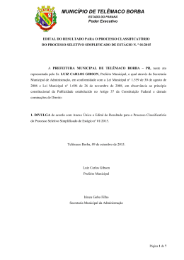 edital do resultado do processo seletivo simplificado de est&aacute;gio n