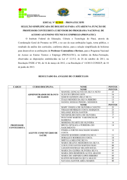 Resultado da an&aacute;lise curricular - Instituto Federal de Educa&ccedil;&atilde;o