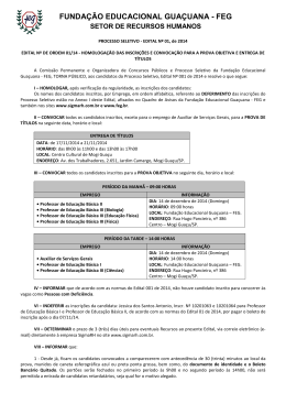 FUNDA&Ccedil;&Atilde;O EDUCACIONAL GUA&Ccedil;UANA - FEG